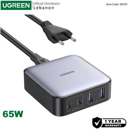 Ugreen, Nexode 65W Ganinfinity Chip, 4 Ports Charger For Phones, Tablets, Ipads, Laptops & Macbooks - Cd327 90747