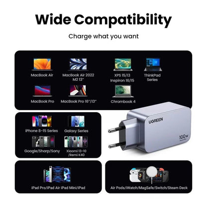 Ugreen, Nexode Pro 100W Gan Tech Chip, 3 Ports Charger For Phones, Tablets, Ipads, Laptops & Macbooks - X757 25874