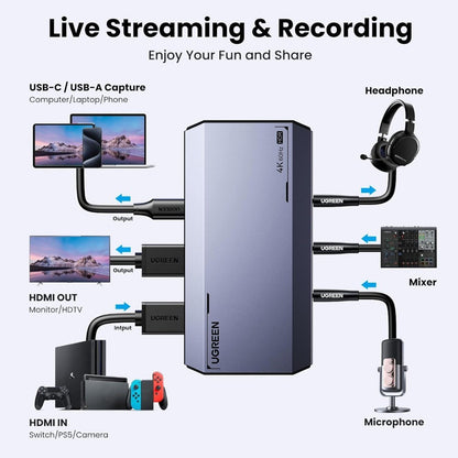 Ugreen, Professional Hdmi Video Capture, Card Ultra-Low Latency ? 4K@60Hz, 1080P@240Hz, Usb 3.0, Vrr & Hdr Support - Cm700 25173