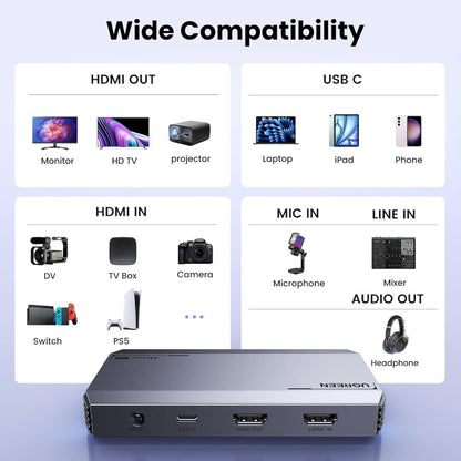 Ugreen, Professional Hdmi Video Capture, Card Ultra-Low Latency ? 4K@60Hz, 1080P@240Hz, Usb 3.0, Vrr & Hdr Support - Cm700 25173