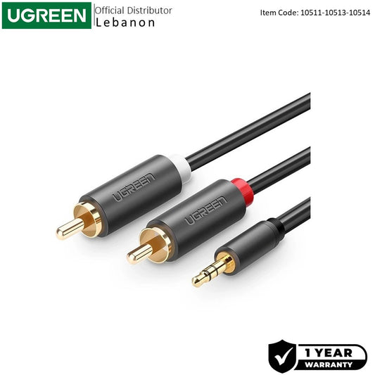 Ugreen, Premium 3.5Mm Male To 2Rca Male Audio Cable ? High-Fidelity Sound Connection - Av102 10511 10513 10514