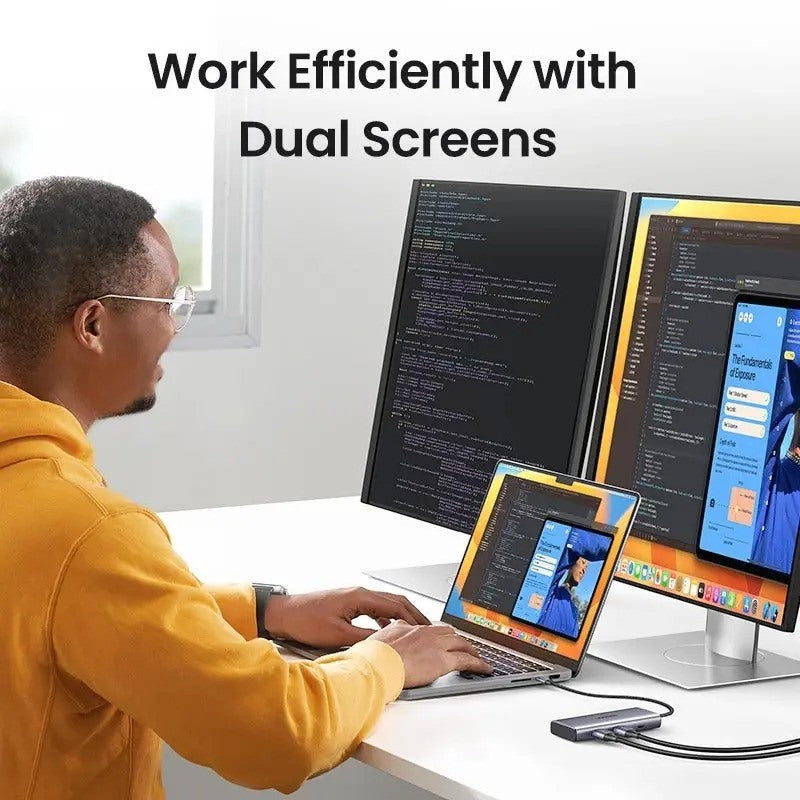 Ugreen, Dual Display 7-In-1 Usb-C Hub Docking Station 4X Usb + 2X Hdmi + Pd Port - Cm498 35897