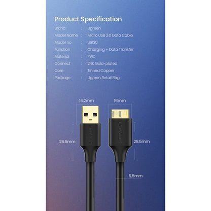 Ugreen, Hard Drive Data Cable Usb 3.0 A To Micro Usb 3.0 Cable, 0.5M 1M, - Us130 10840 10841