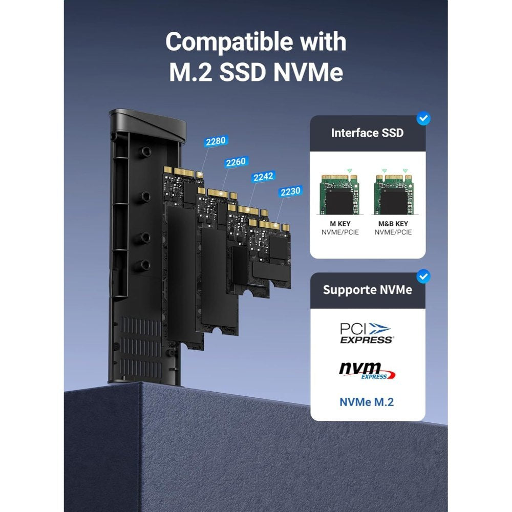 Ugreen, M.2 Nvme Ssd Enclosure ? 10Gbps Usb-C 3.1 Gen 2, Aluminum Case, Up To 2Tb - Cm767 35267