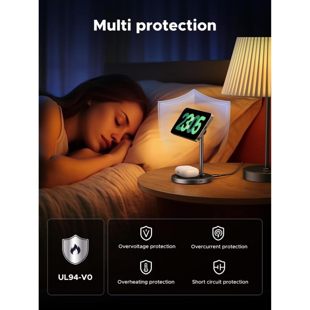 Ugreen, 2-In-1 Magnetic Wireless Charger For Iphone + Airpods (Qi2 Certified) ? Total Output: 25W Max - W710 45382