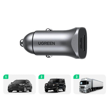 Ugreen, 52.5W (Pd 30W + Scp 22.5W Usb C / Usb A) Dual Port Fast Car Charger, For Phones, Tablets & Ipads - Cd130 40858