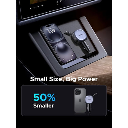 Ugreen, 75W 3-Port Fast Car Charger With Retractable Cable: For Phones, Tablets, Ipads, Laptops, And Macbooks - Ec601 55653