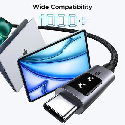Ugreen, Braided Usb-C To Usb-C Cable, 100W Fast Charge, Led Display, And Durable Design - L509 35501 35512 35513, Available in Different Sizes