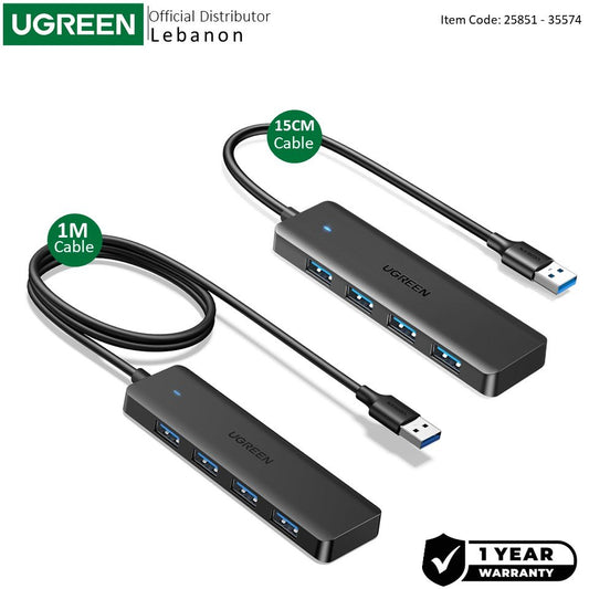 Ugreen, Usb 3.0 To 4- Port Usb 3.0 Hub, With Power Port, Stable Transmission, Data Transfer Up To 5 Gbps - Cm219 25851 35574, Available in Different Sizes
