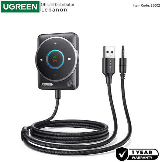 Ugreen, Bluetooth 5.4 Car Aux Adapter ? Noise-Cancelling, Stable Connection, And Dual Device Support - Cm723 35002
