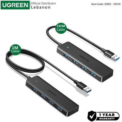 Ugreen, Usb 3.0 To 4- Port Usb 3.0 Hub, With Power Port, Stable Transmission, Data Transfer Up To 5 Gbps - Cm219 25851 35574, Available in Different Sizes