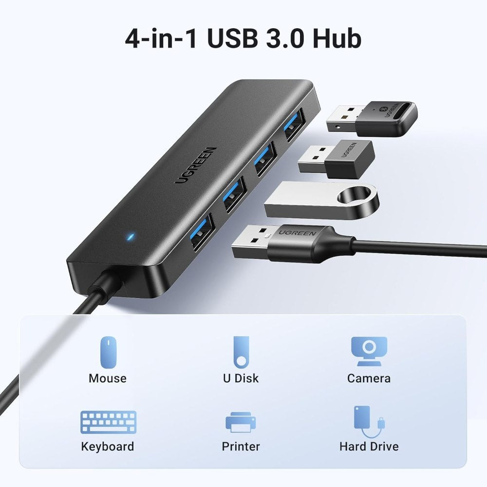 Ugreen, Usb 3.0 To 4- Port Usb 3.0 Hub, With Power Port, Stable Transmission, Data Transfer Up To 5 Gbps - Cm219 25851 35574, Available in Different Sizes