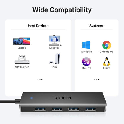 Ugreen, Usb 3.0 To 4- Port Usb 3.0 Hub, With Power Port, Stable Transmission, Data Transfer Up To 5 Gbps - Cm219 25851 35574, Available in Different Sizes