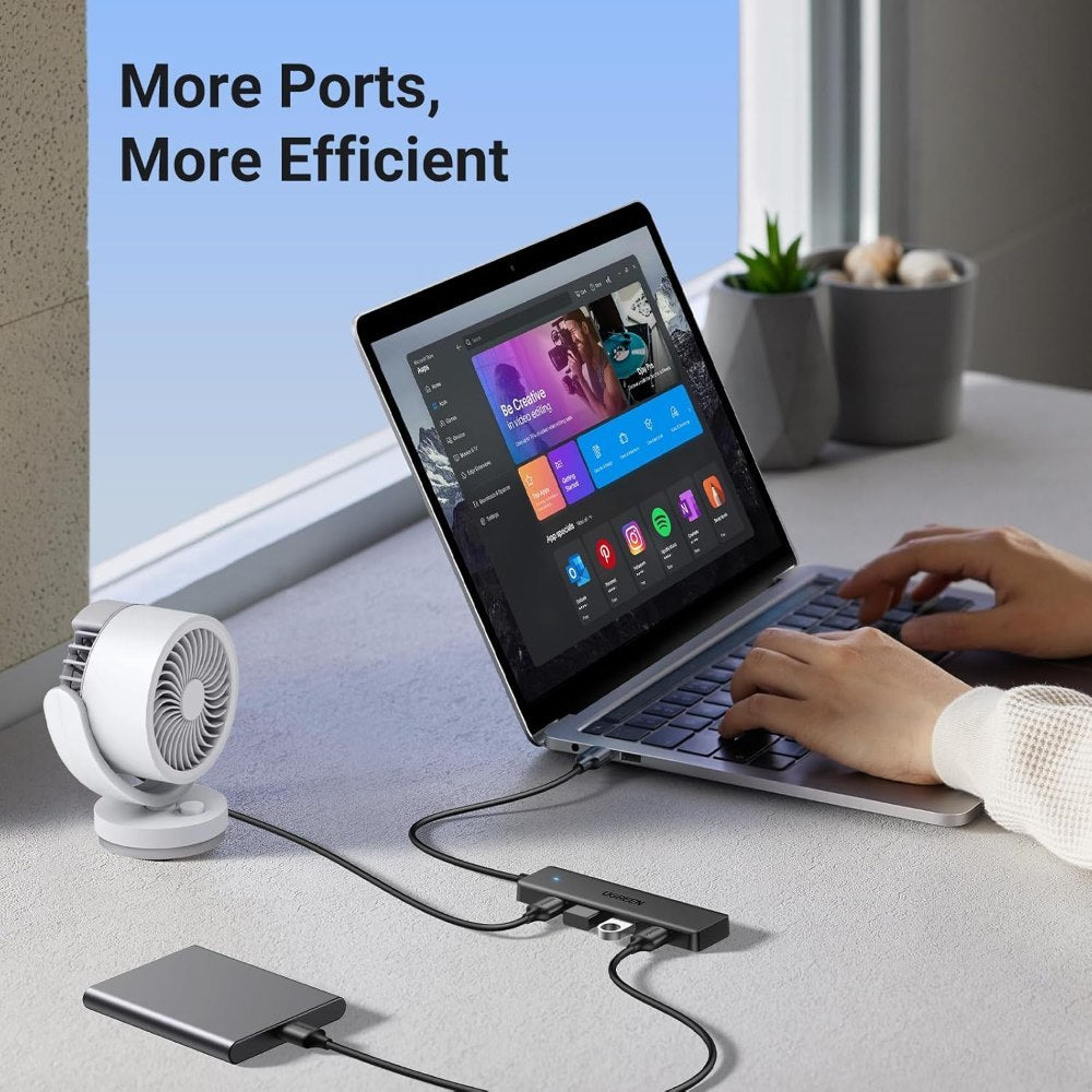 Ugreen, Usb 3.0 To 4- Port Usb 3.0 Hub, With Power Port, Stable Transmission, Data Transfer Up To 5 Gbps - Cm219 25851 35574, Available in Different Sizes