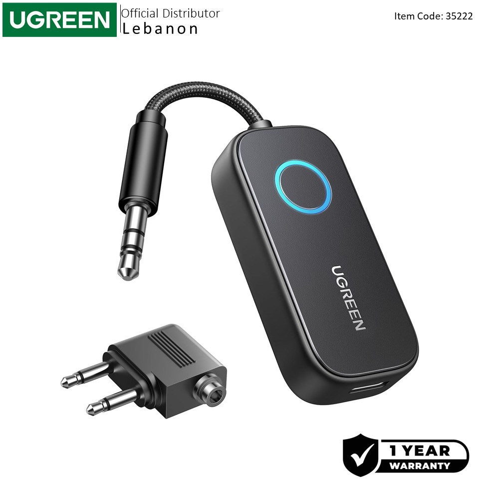 Ugreen, Bluetooth 5.2 Transmitter & Receiver ? Long Battery Life, Dual Pairing, Wireless Audio - Cm672 35222A