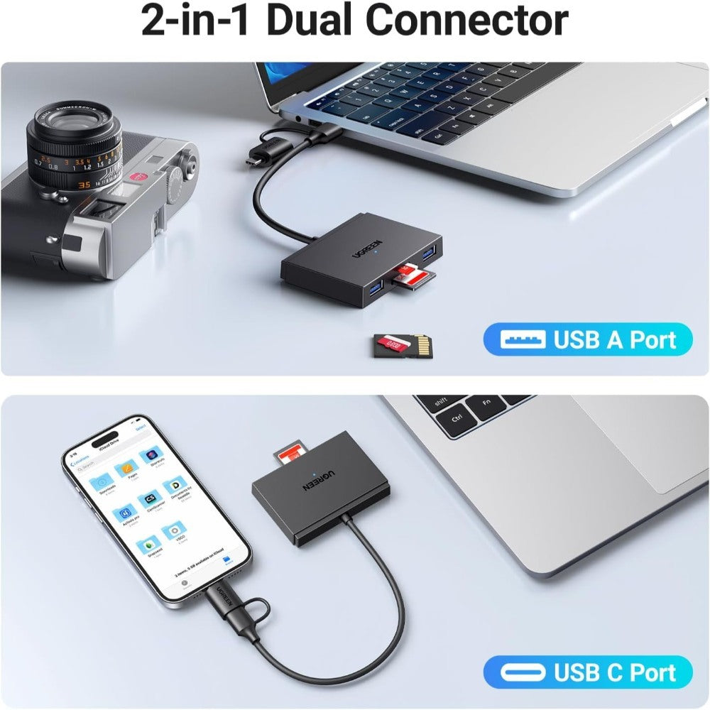 Ugreen, 4-In-1 Usb-C & Usb-A Card Reader With Usb Ports ? Sd, Tf, And Data Transfer Solution - Cm812 45167
