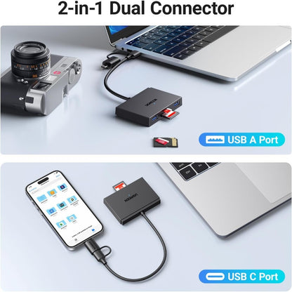 Ugreen, 4-In-1 Usb-C & Usb-A Card Reader With Usb Ports ? Sd, Tf, And Data Transfer Solution - Cm812 45167