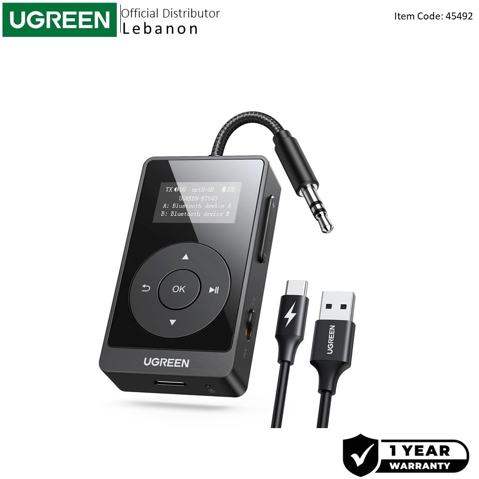 UGREEN, Premium Dual-Mode Bluetooth 5.3 Transmitter & Receiver For Superior Audio Experience - Bt503 45492