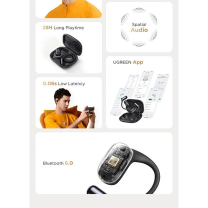 UGREEN, Premium Open-Ear Wireless Headbuds With Ai Noise-Canceling Microphones - Sports Earbuds - Ws213 65655 65387