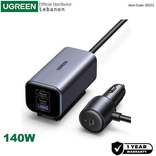 Ugreen, 150W Gan Usb-C Car Charger,4?Port Pd 140W Fast Car Charger With Gan Technology & Advanced Safety Protection - Ec706 35571