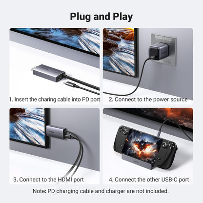 UGREEN 4K @ 60Hz 2in1Display + Charging USB-C to HDMI Cable with additional USB-C PD port allows charging - CM675 55330