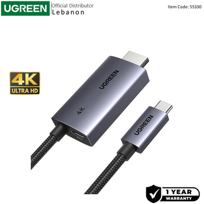 UGREEN 4K @ 60Hz 2in1Display + Charging USB-C to HDMI Cable with additional USB-C PD port allows charging - CM675 55330