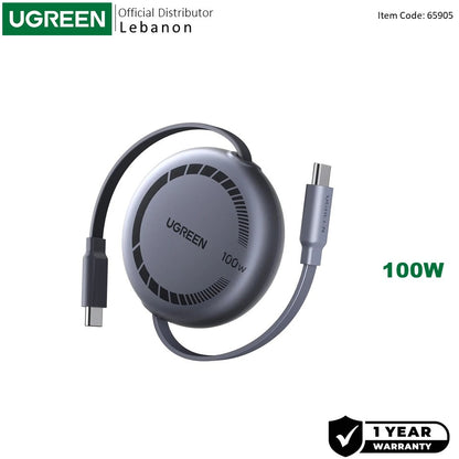 Ugreen, Nexode USB-C to USB-C 100W Retractable Cable: Reliable, Fast, and Durable with 4 Length Adjustments - L531 65905