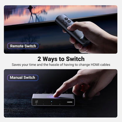 Ugreen, Ultra HD 8K @60hz HDMI 2.1 Switch 3 IN 1 OUT, Aluminum Body with Remote Control - CM624 15604