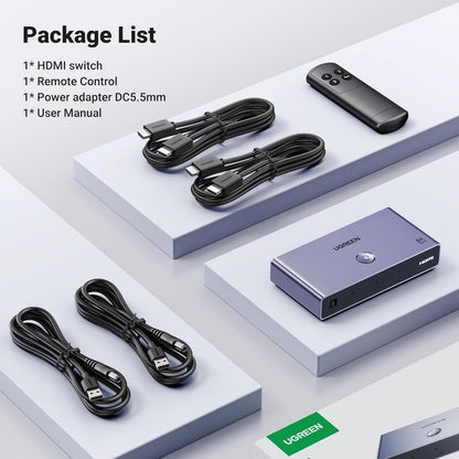 Ugreen, Ultra HD 8K @60hz HDMI 2.1 Switch 3 IN 1 OUT, Aluminum Body with Remote Control - CM624 15604
