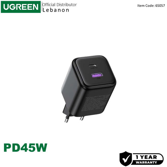 Ugreen, 45W Dual-Port USB-A + USB-C Smart & Fast Charger for Phones, Tablets & Ipads - X525 65057