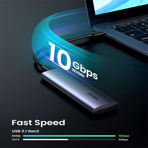Ugreen, M.2 Nvme Ssd Enclosure ? 10Gbps Usb-C 3.1 Gen 2, Aluminum Case, Up To 2Tb - Cm400 10902
