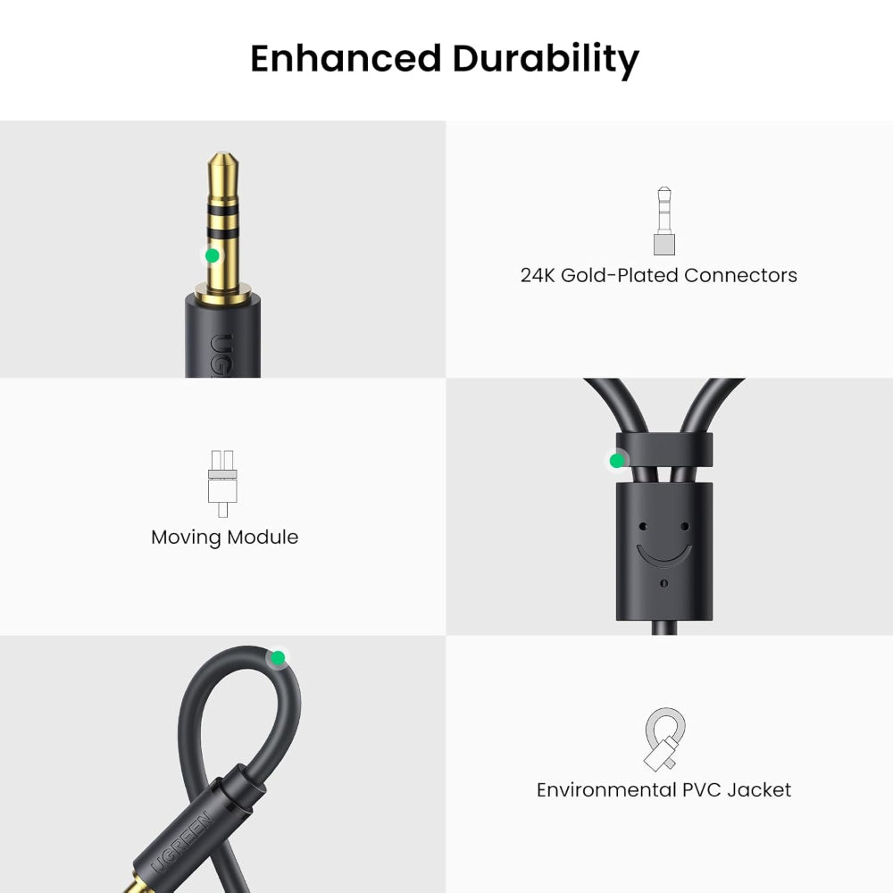 UGREEN 3.5mm Male to 2? RCA Female Stereo Audio Y Adapter, Gold?Plated, Bi?Directional Aux to RCA Cable - AV109 10547