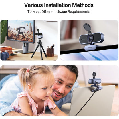 UGREEN 2K (1080P) Autofocus Webcam 4MP, Dual Noise Cancelling Mics, Privacy Cover, for Streaming & Video Calls - CM717 25442