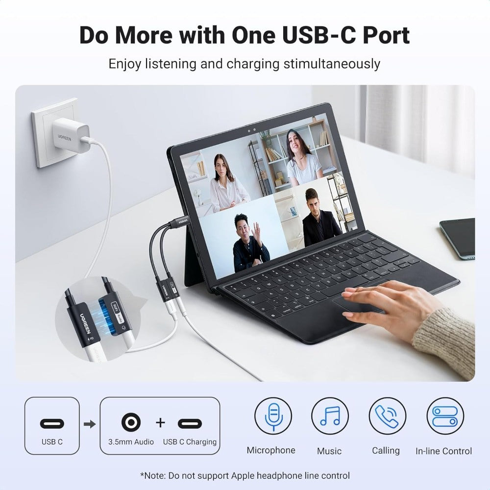 Ugreen, 2in1 USB C to 3.5mm Headphone & USB-C Charging Port for iPhones, Switch 2, Samsung Galaxy, iPad Pro/Air - CM721 25837