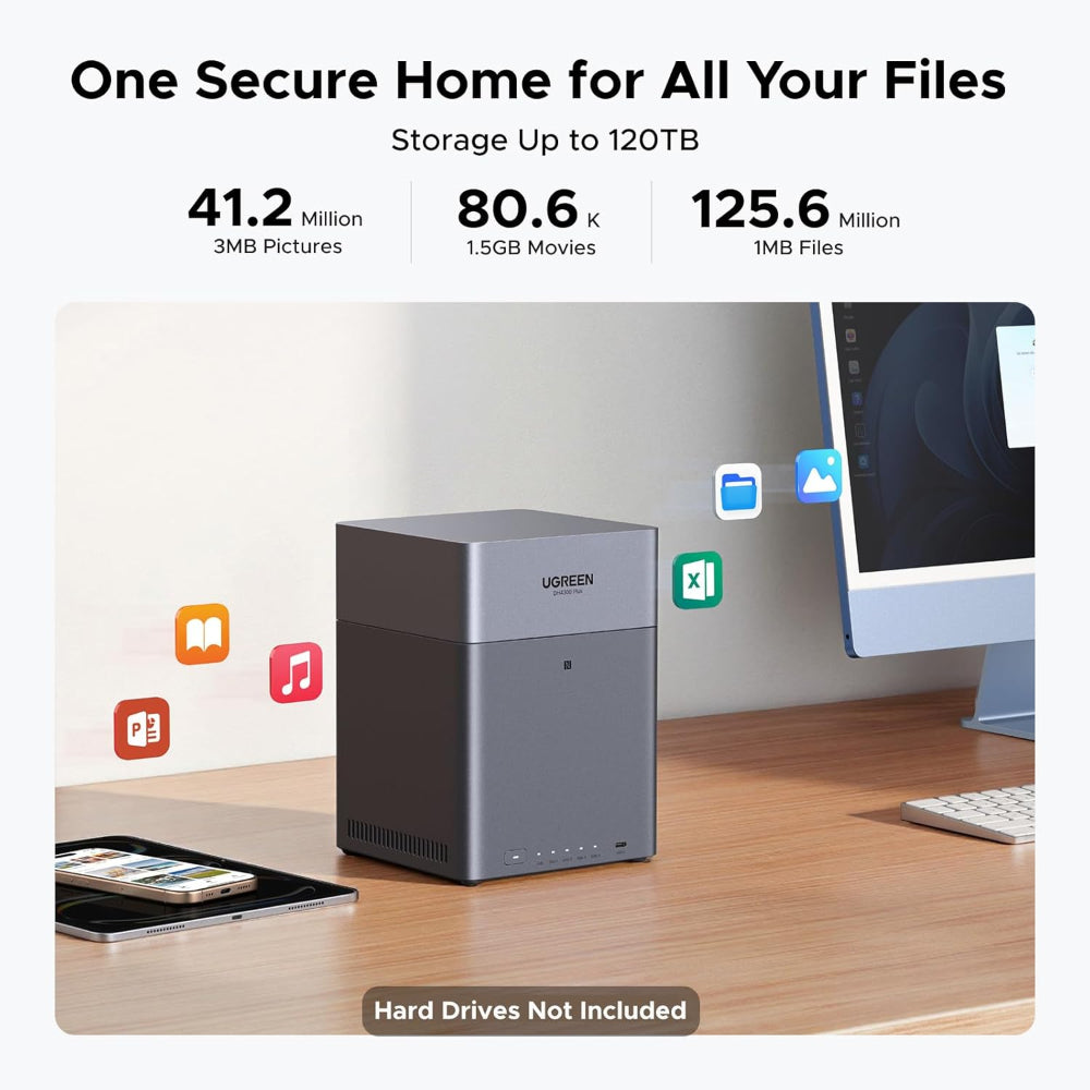 UGREEN DH4300 Plus 4-Bay NAS Personal Cloud Storage, Up to 120TB, 2.5GbE, 8GB RAM, AI Photos, HDMI 4K 60Hz (Diskless) - 85660