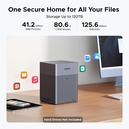 UGREEN DH4300 Plus 4-Bay NAS Personal Cloud Storage, Up to 120TB, 2.5GbE, 8GB RAM, AI Photos, HDMI 4K 60Hz (Diskless) - 85660