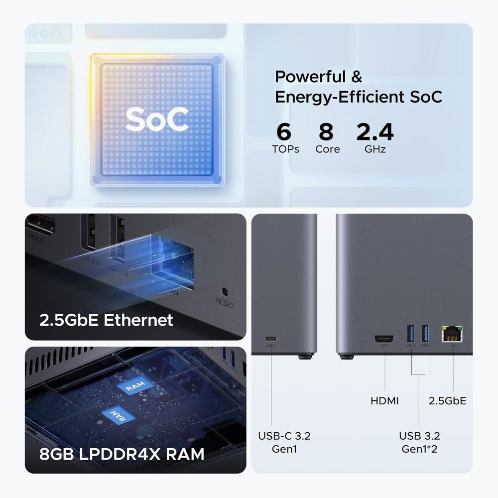UGREEN DH4300 Plus 4-Bay NAS Personal Cloud Storage, Up to 120TB, 2.5GbE, 8GB RAM, AI Photos, HDMI 4K 60Hz (Diskless) - 85660