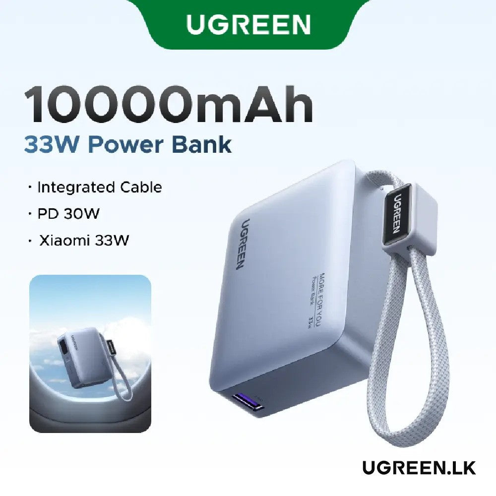 UGREEN 10000mAh 33W Ultra-Compact Power Bank with Built-in Cable - PB584 75173B