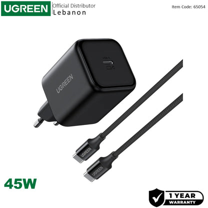 UGREEN 45W USB-C GaN Charger, Fast Wall Charger with 1M USB-C to C Cable  for Phones, Tablets & Ipads  - X524 65054
