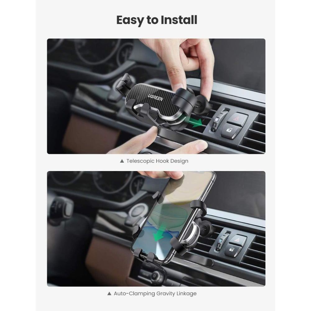 UGREEN Gravity Car Phone Holder Durable Material, 360 Rotation for Phones up to 7.2' Stable, Air Vent Installation - LP228 80871
