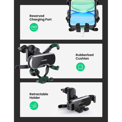 UGREEN Gravity Car Phone Holder Durable Material, 360 Rotation for Phones up to 7.2' Stable, Air Vent Installation - LP228 80871