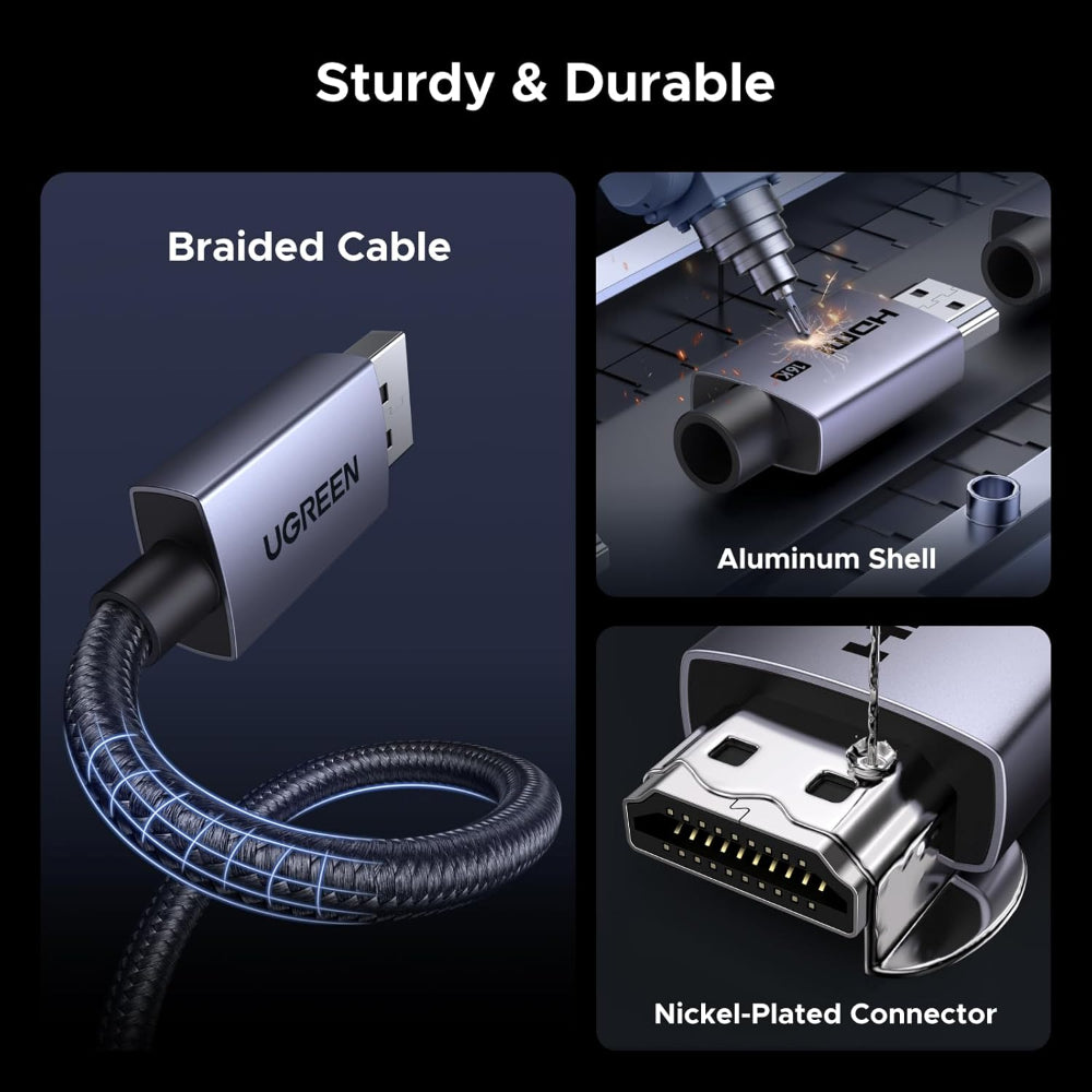 UGREEN 16K HDMI 2.2 Cable 96Gbps ? 8K@240Hz, 4K@480Hz, Dynamic HDR & eARC, Durable Braided & Aluminum Design - HD186 65900
