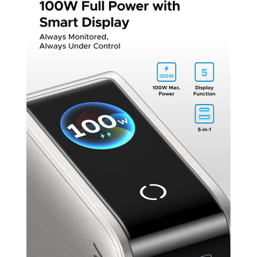 UGREEN 100W GaN USB-C Charger, 5-in-1 Ultra Fast Charging with Smart Digital Display & Intelligent Protection - X773 65620B