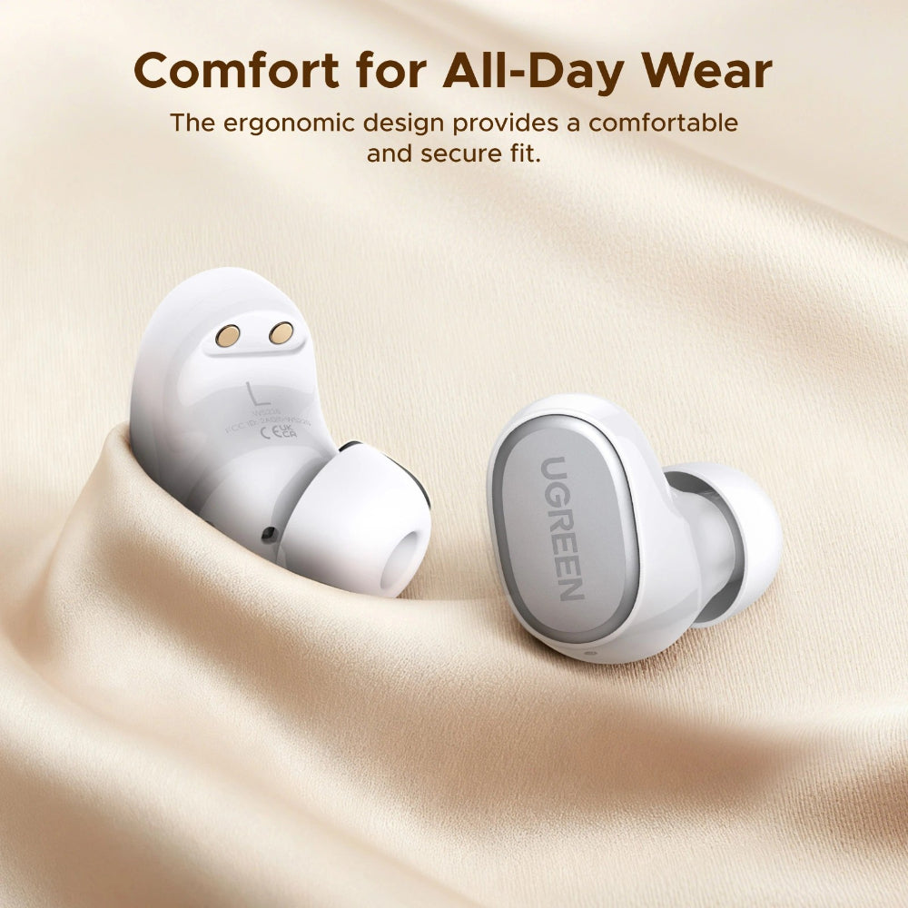UGREEN Dots TWS Wireless Earbuds: BT 6.0, 35H Battery, 10mm Drivers, ENC HD Calls, IPX5 Waterproof [White] - WS220 75627