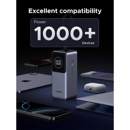 UGREEN Nexode Power Bank 130W 3 Ports 20000 mAh, Built-in USB-C Cable for Laptops, MacBooks, phones, iPads - PB723 55365B
