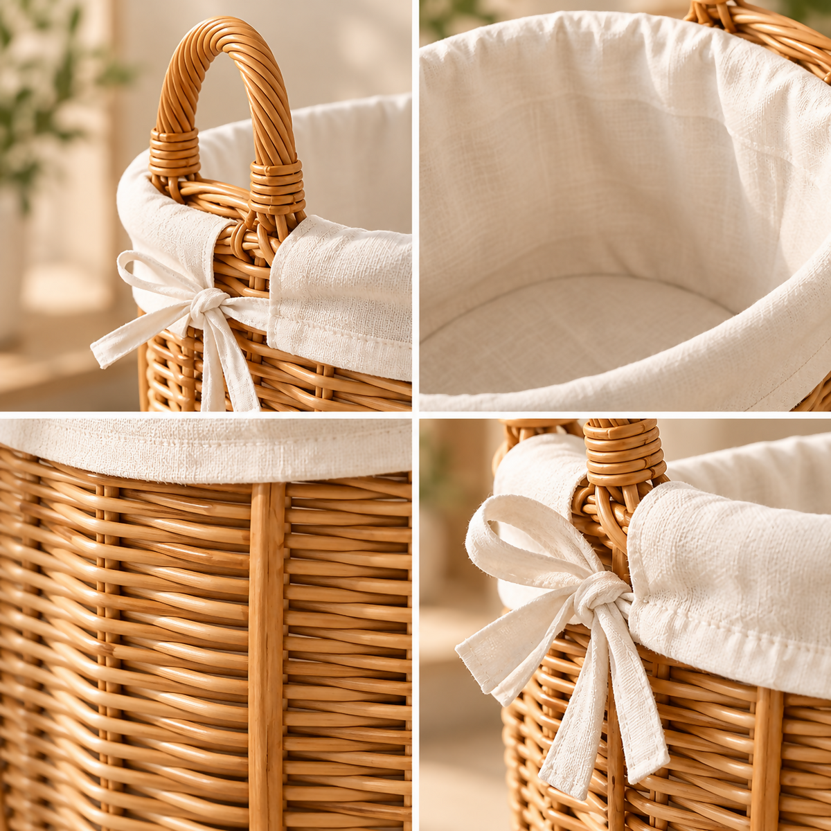 NATURA – 3-Piece Wicker Natural & Ivory Storage Basket Set | HK-T64
