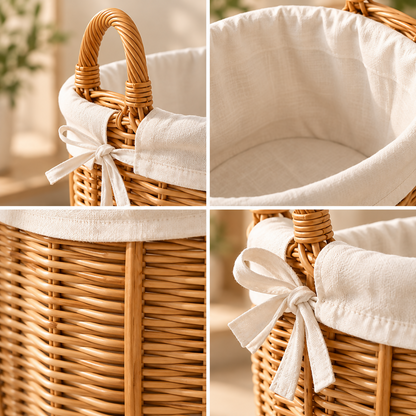 NATURA – 3-Piece Wicker Natural & Ivory Storage Basket Set | HK-T64