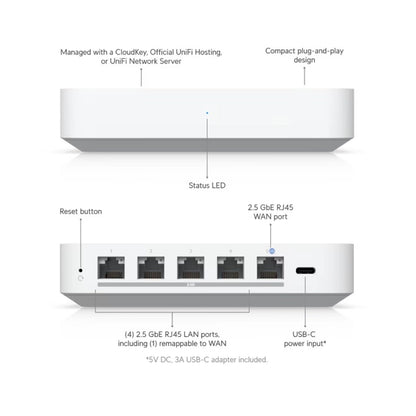 Ubiquiti, Networks UniFi Gateway Compact, multi-WAN independent gateway with full 2.5G