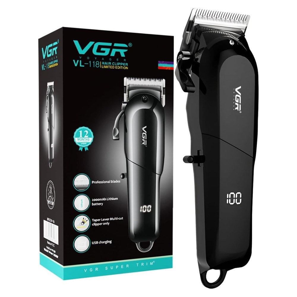 Vgr, V-118 Professional Corded & Cordless Hair Clipper With Led Display 6 Length Settings | 200 Min Runtime