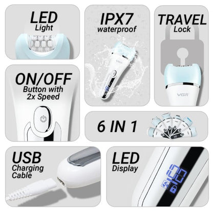 VGR, V-733 Professional Ladies Grooming Kit,Epilator For Women